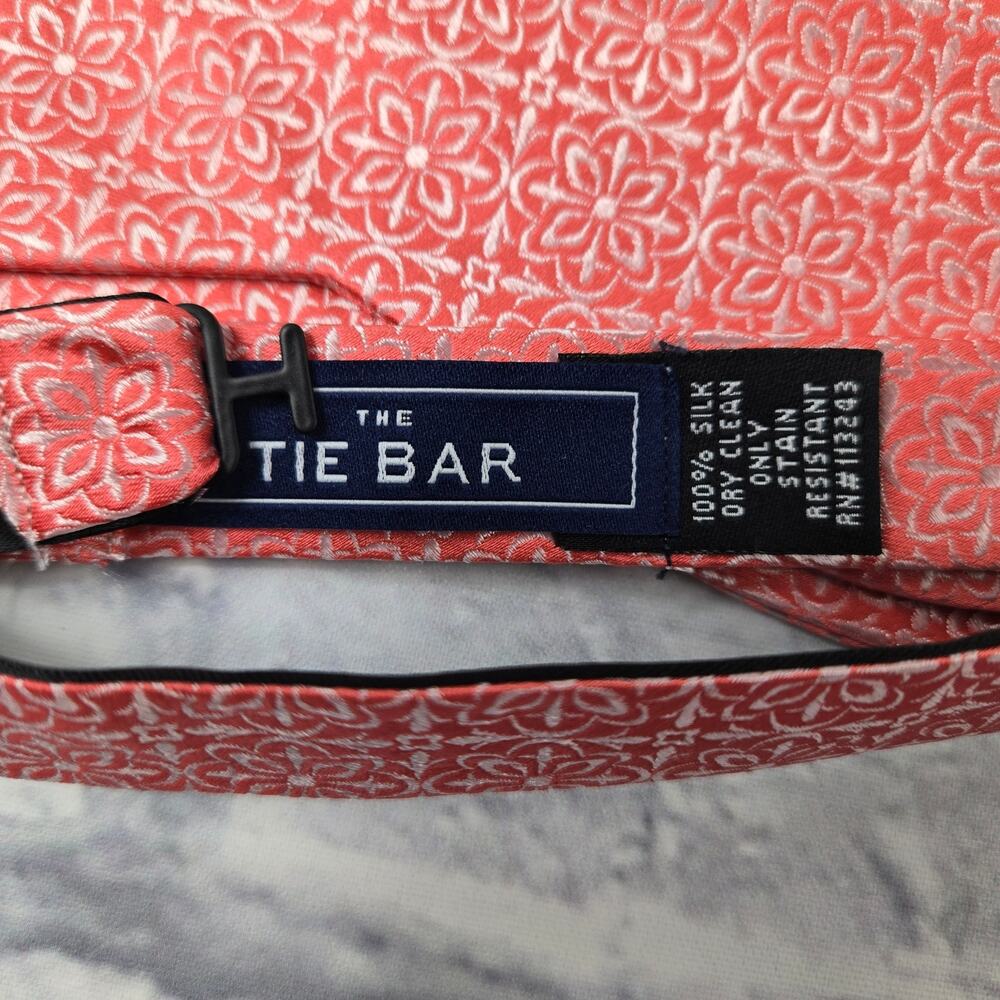NWT The Tie Bar Opulent Silk Bow Tie Coral Jacquard Formal Wedding - Picture 6 of 10
